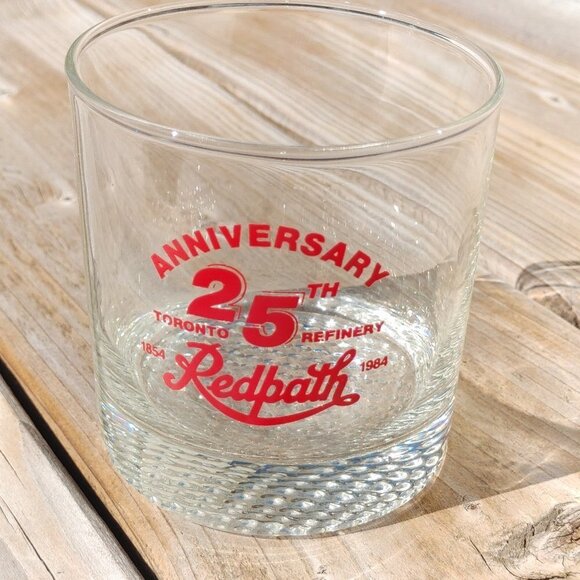ATTRACTIVE REDPATH SUGAR Rocks Glass 25th Anniversary Red Path - Picture 1 of 4